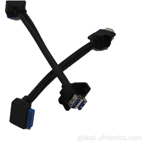 Double USB3.0 male Panel Mount to IDC Cable